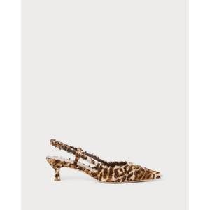 NEW LOEFFLER RANDALL women's tyson smocked sling back kitten heel sandal in leop